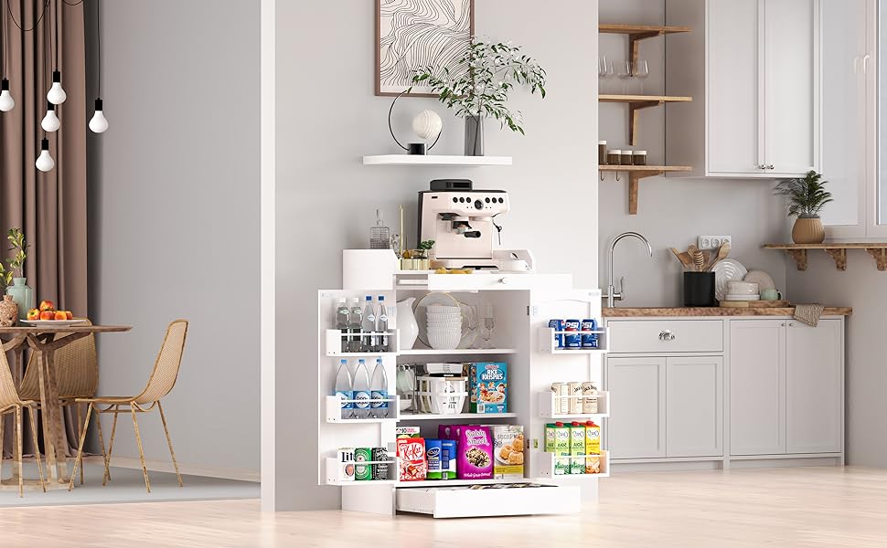41" LED Kitchen Pantry Storage Cabinets