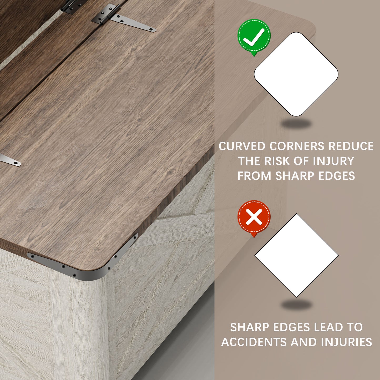 Smooth Flip Top Designed Farmhouse Coffee Table