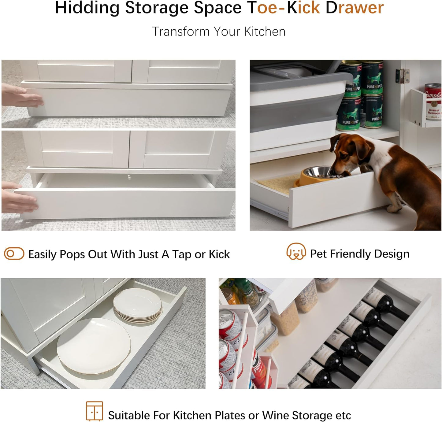 41" LED Kitchen Pantry Storage Cabinets