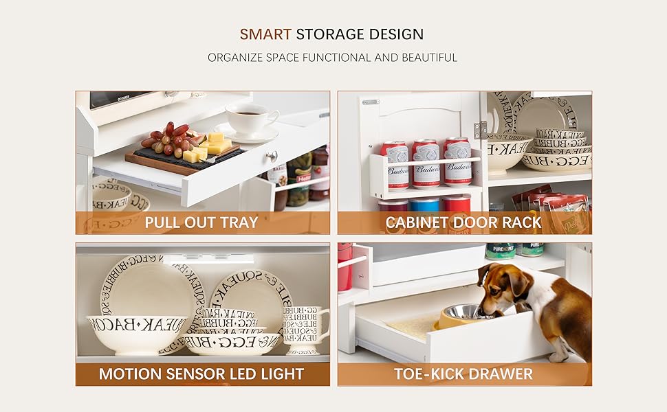 41" LED Kitchen Pantry Storage Cabinets