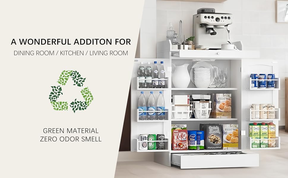 41" LED Kitchen Pantry Storage Cabinets