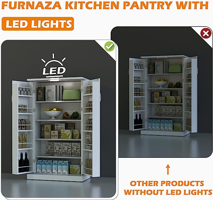 50'' LED Kitchen Pantry Storage Cabinets