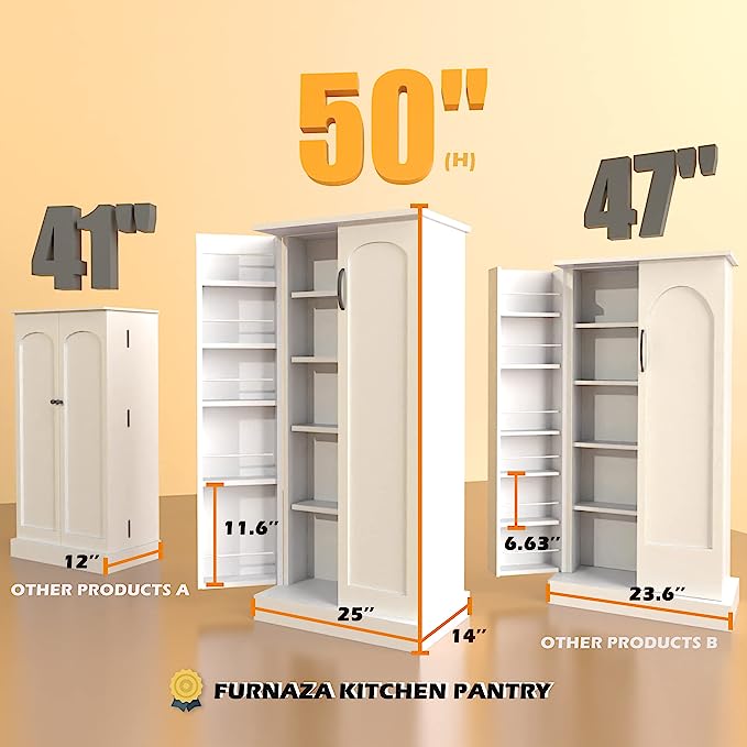 50'' LED Kitchen Pantry Storage Cabinets